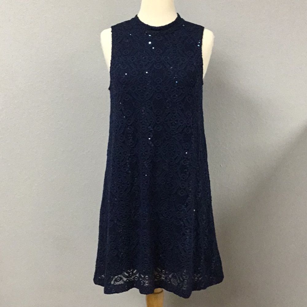 Blue Sequin Knee Length Dress Size 8 Petite New